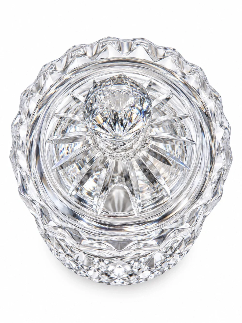 Crystal Jam Jar / Jam Pot with Notched Lid | Vintage | Diamond Cut